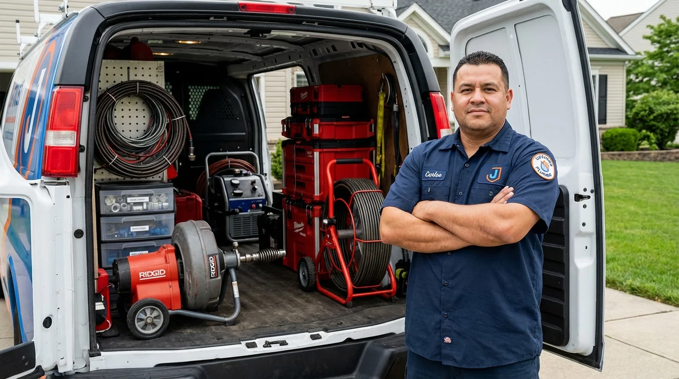 Professional drain cleaning equipment and Johns Plumbing LLC plumber in Herrin