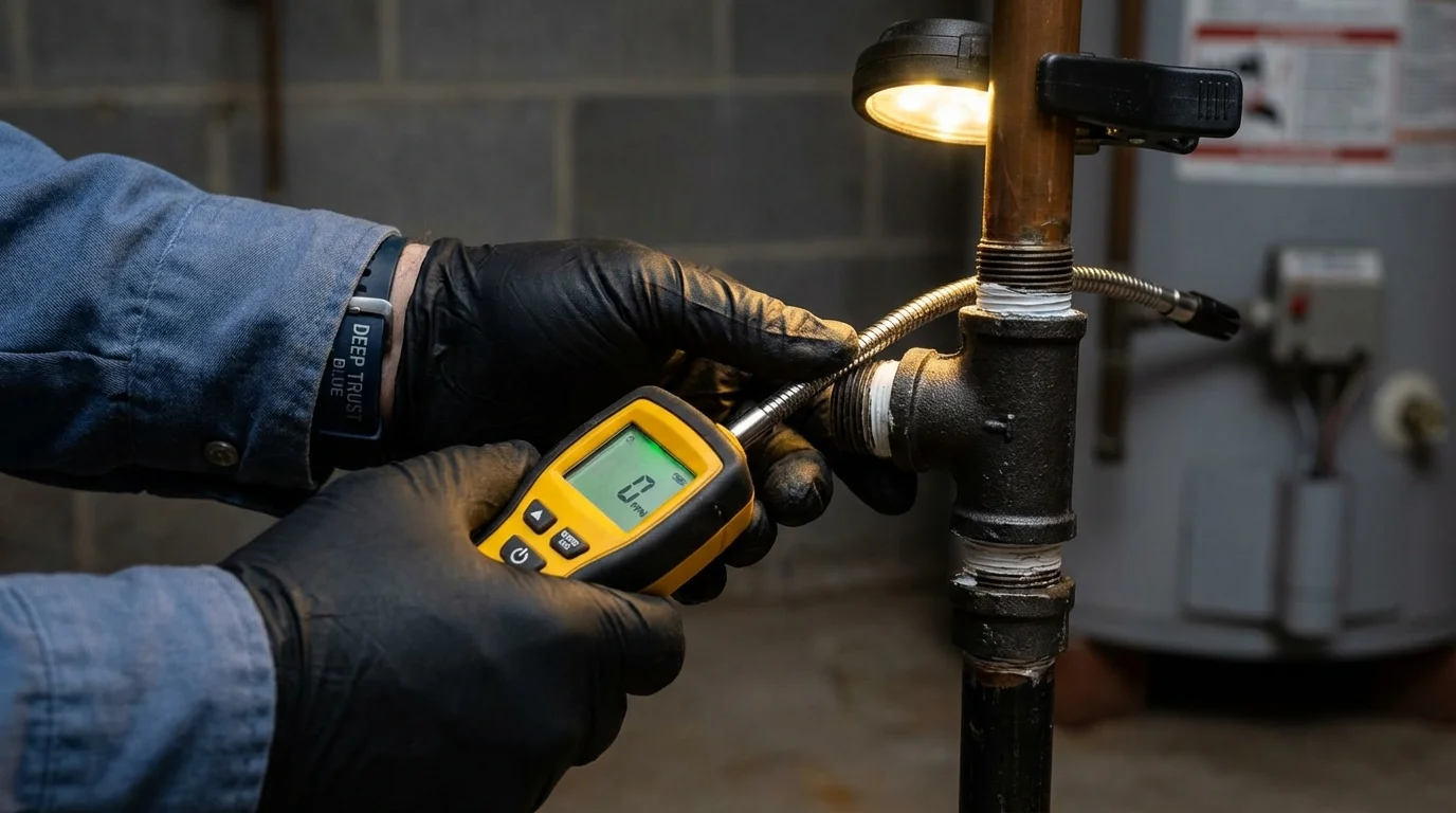 Gas leak detection with electronic sniffer by Johns Plumbing LLC in Herrin