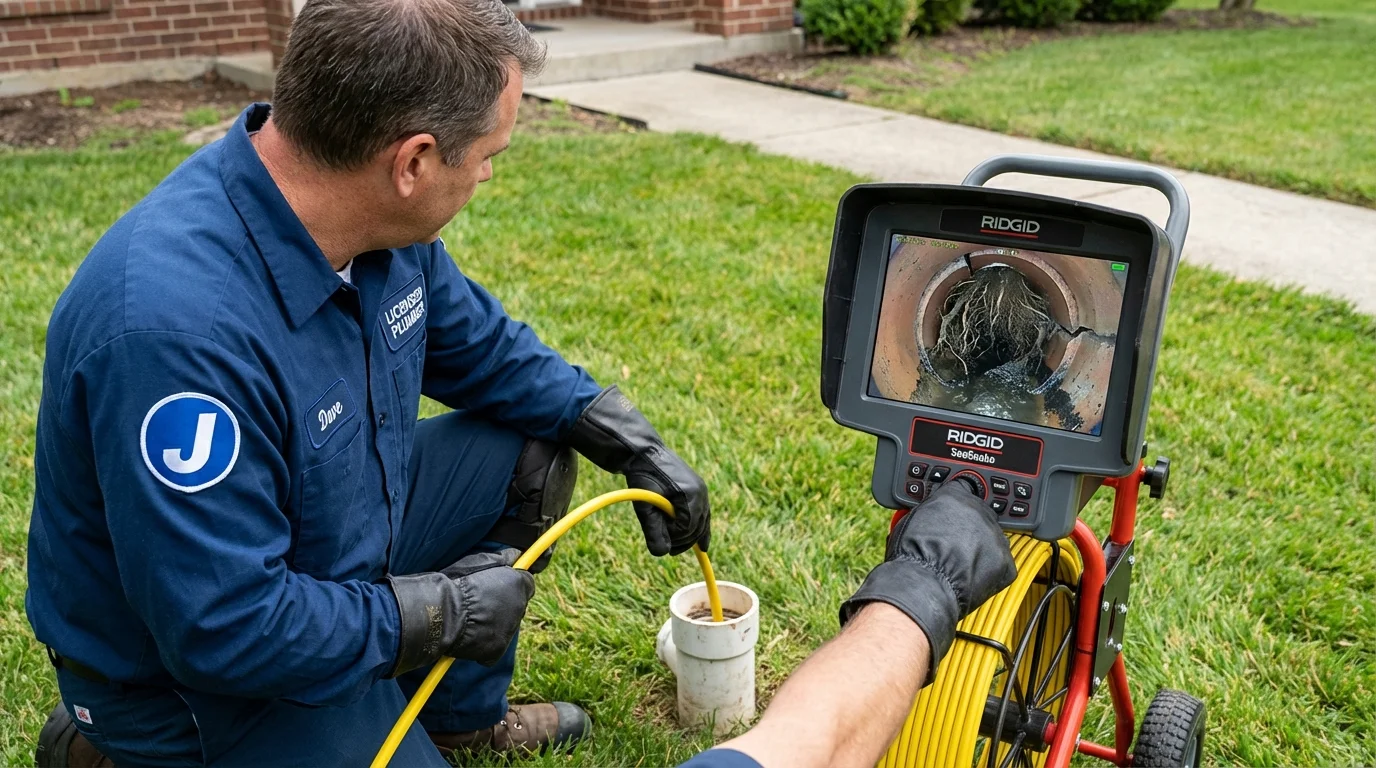 Sewer camera inspection being performed by Johns Plumbing LLC in Herrin